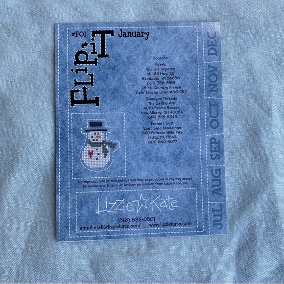 Lot of 12 months Lizzie Kate flip it A Year with Charm cross stitch patterns - Picture 5 of 6